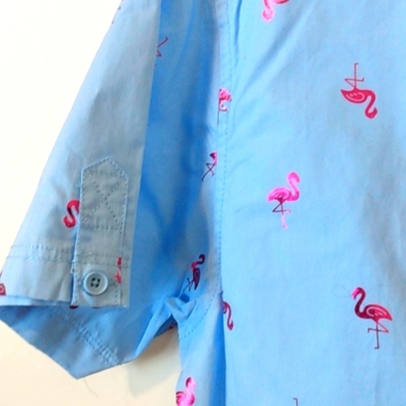 DRILL NYC SHORT SLEEVE PINK FLAMINGO SHIRT SIZE LARGE NWT - Picture 2 of 6